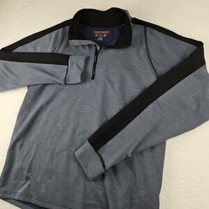 Hawke & Co‎ Pullover Jacket Mens L Blue/Black Stripe Long Sleeve 1/4 Zip Up